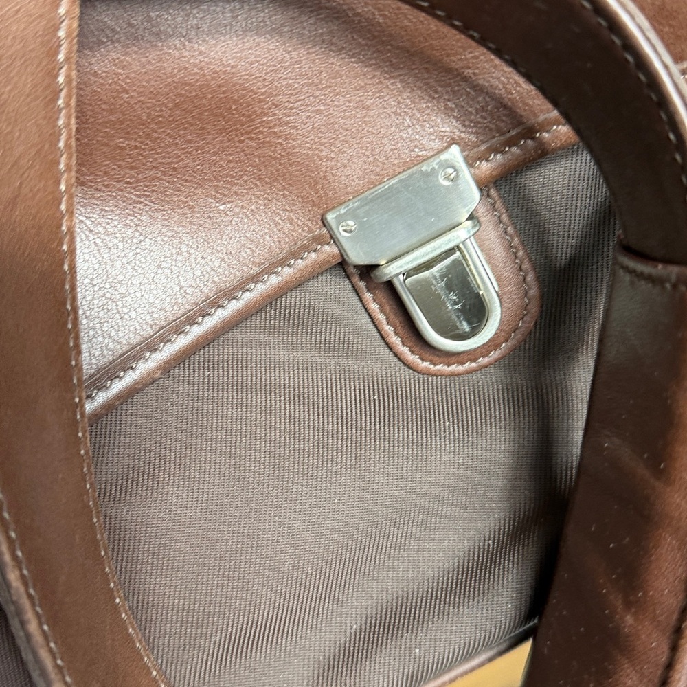 Vintage Coach Brown Leather & Nylon Unisex Briefcase Laptop Messenger Bag - Picture 5 of 16
